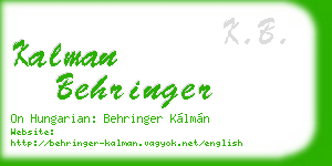 kalman behringer business card